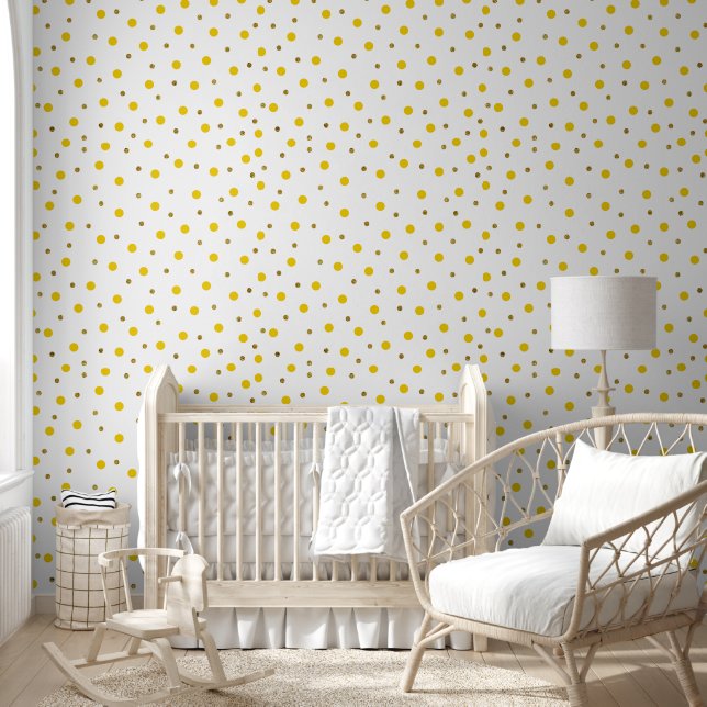 Yellow White Elegant Dots Pattern Wallpaper (Kids)
