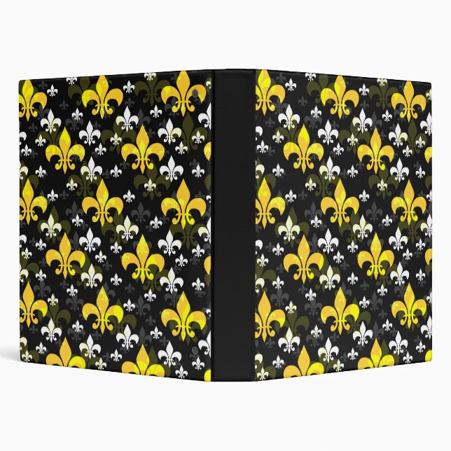 Yellow White Fleur De Lis  3 Ring Binder (Background)