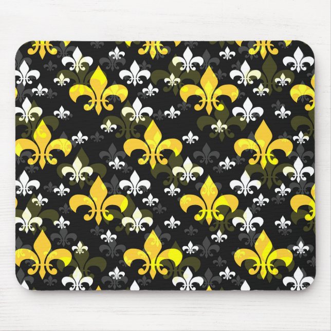 Yellow White Fleur De Lis  Mouse Pad (Front)