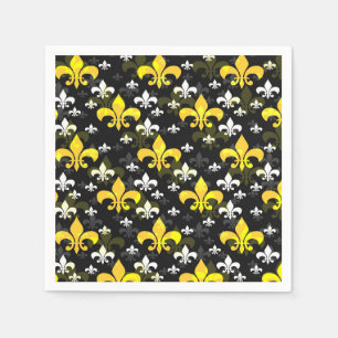 Yellow White Fleur De Lis  Napkins