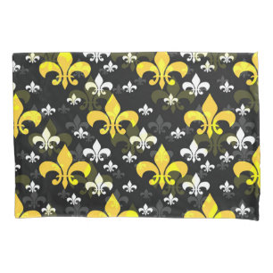 Yellow White Fleur De Lis  Pillow Case