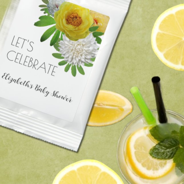 Yellow & White Floral Gender Neutral Baby Shower Lemonade Drink Mix (Creator Uploaded)
