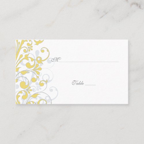 Yellow, White Floral Wedding Place Cards Business Cards