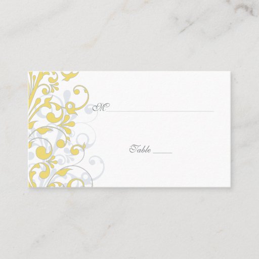 Customizable Yellow, White Floral Wedding Place Cards Business Cards