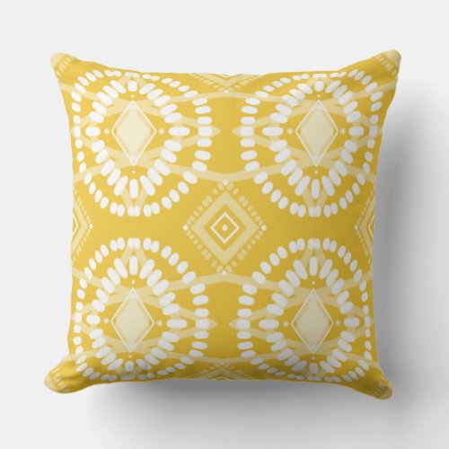 Yellow  White Flow Geometric Pattern Throw Pillow