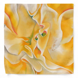 Yellow white flower abstract art Georgia O&#39;Keeffe Bandana