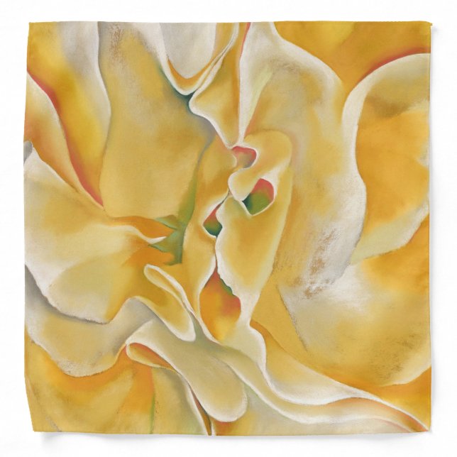 Yellow white flower abstract art Georgia O'Keeffe Bandana (Front)