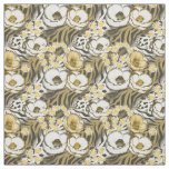 Yellow, white flowers on a tiger background fabric