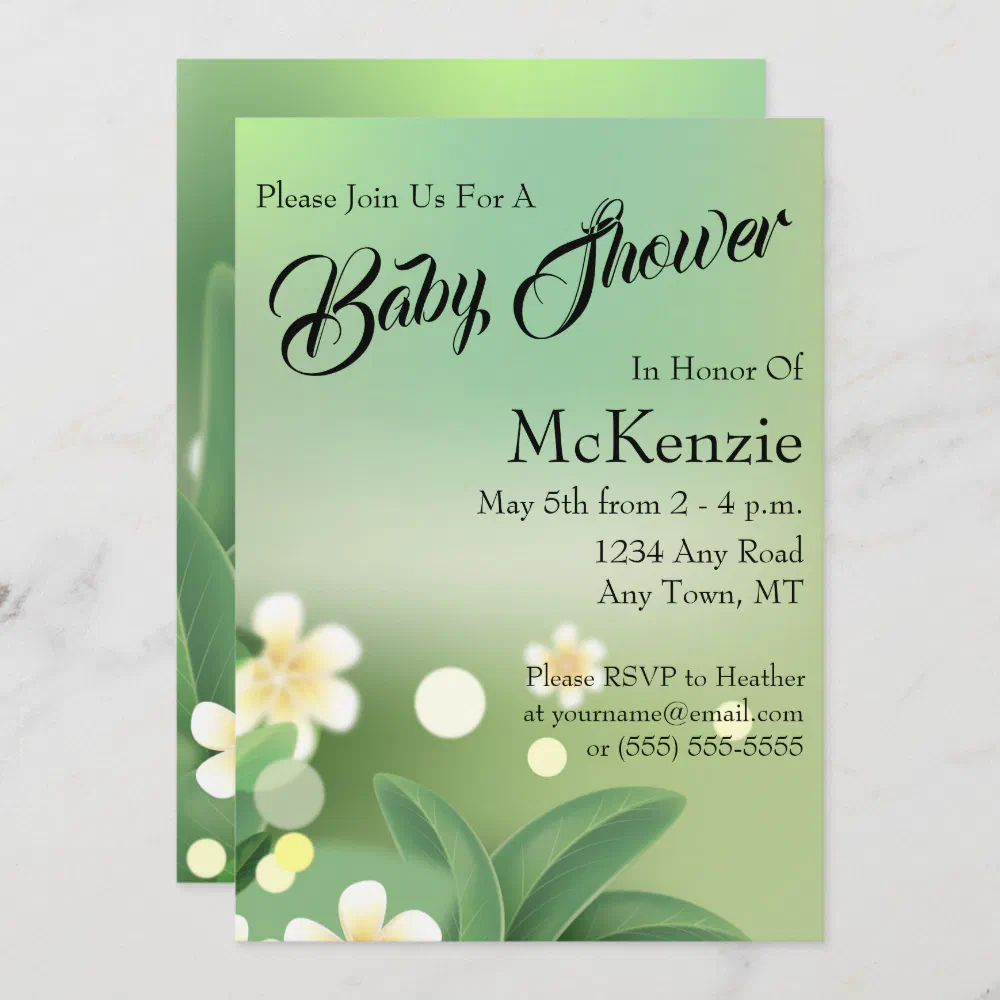 Yellow & White Flowers With Greenery Baby Shower Invitation