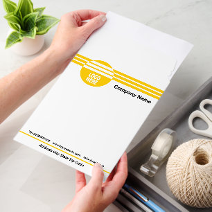 Yellow, white geometric stripes with custom logo e envelope mailers
