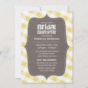 Yellow & White Gingham Canvas Bridal Shower Invitation