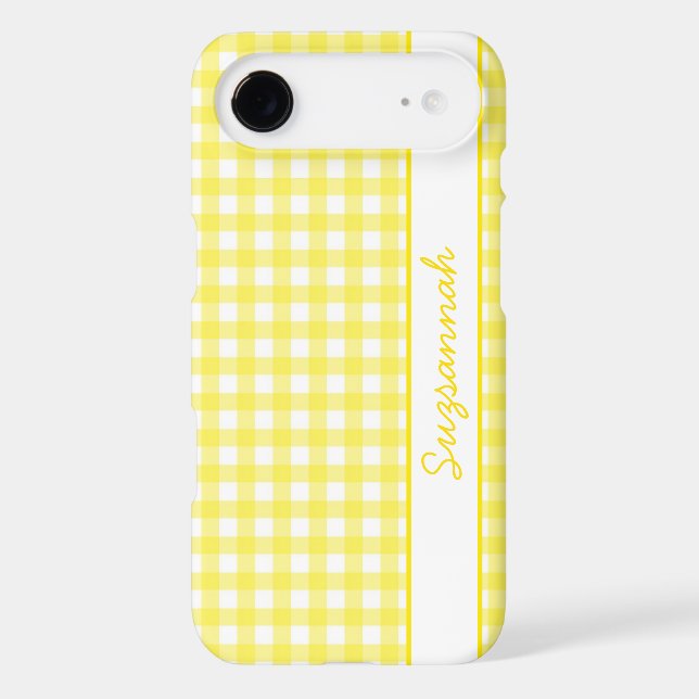 Yellow White Gingham Check Custom Case-Mate iPhone Case (Back)