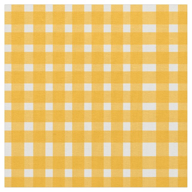 Yellow White Gingham Pattern  Fabric (Close Up)