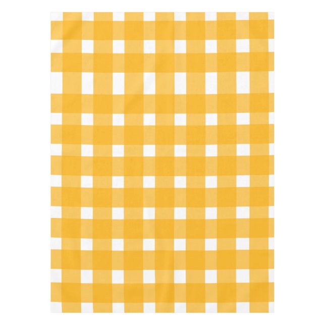 Yellow White Gingham Pattern Tablecloth (Front)