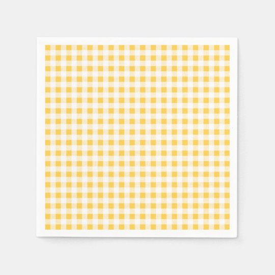 Yellow White Gingham Pattern, Your Monogram Napkins