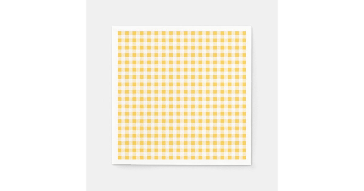 Yellow White Gingham Pattern, Your Monogram Napkins Zazzle