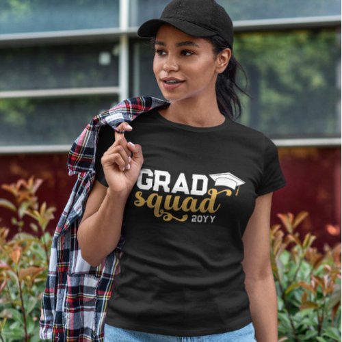 Yellow White Grad Squad Add Year T_Shirt