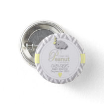 Yellow, White Gray Elephant Baby Shower Button