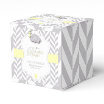 Yellow, White Gray Elephant Baby Shower Favor Boxes