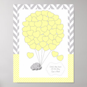 Yellow, White Gray Elephant Baby Shower - Guest Poster