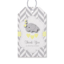 Yellow, White Gray Elephant Baby Shower Thank You Gift Tags