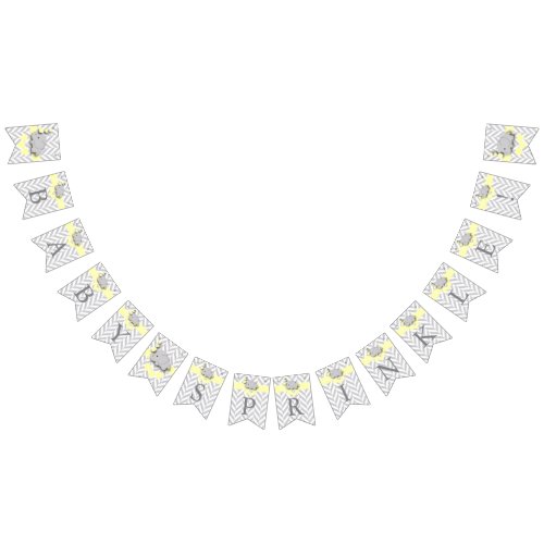Yellow White Gray Elephant Baby Sprinkle Bunting Flags