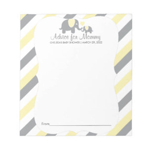 Yellow, White Gray Stripe Elephant - Advice Notepad