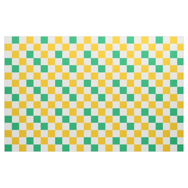Yellow White Green Checkered Design  Fabric (Fat Quarter)
