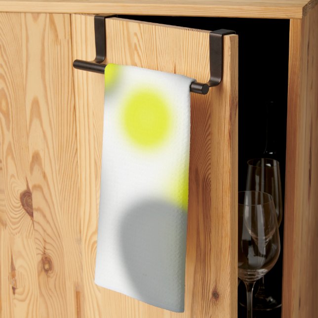 Yellow White Grey Abstract Art  Kitchen Towel (Thirds Fold)