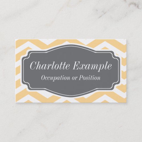 Yellow White Grey Chevron Personal Business Card