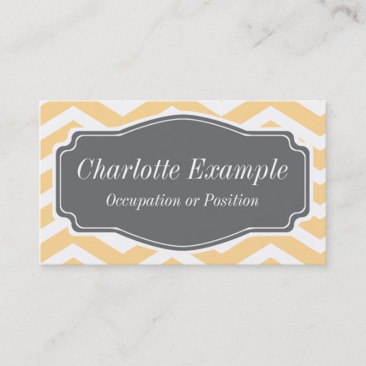 Customizable Yellow White Grey Chevron Personal Business Card