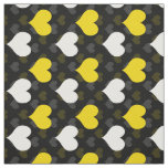 Yellow White Hearts Black  Fabric