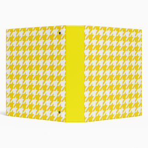 Yellow White Houndstooth Check 3 Ring Binder