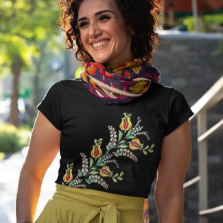 yellow white Hungarian floral motifs