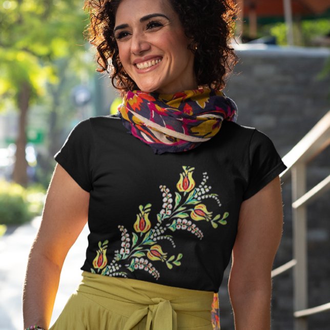 yellow white Hungarian floral motifs T-Shirt (Creator Uploaded)