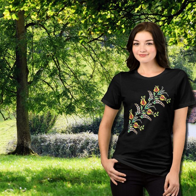 yellow white Hungarian floral motifs Tri-Blend Shirt (Creator Uploaded)