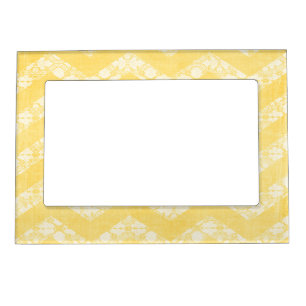 Yellow White Lace Chevrons 5x7 Magnetic Frame