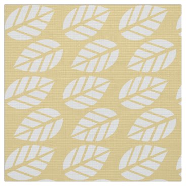 yellow white leaves pattern fabric