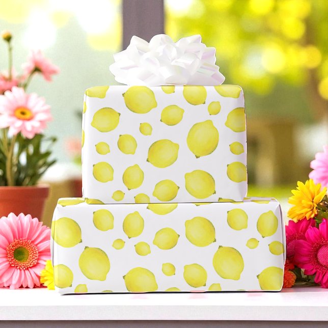 Yellow White Lemon Fruit Pattern Wrapping Paper (Creator Uploaded)