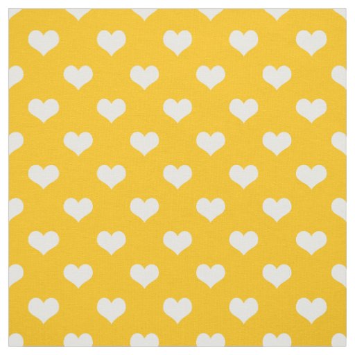 Yellow White Love Heart Pattern Design  Fabric