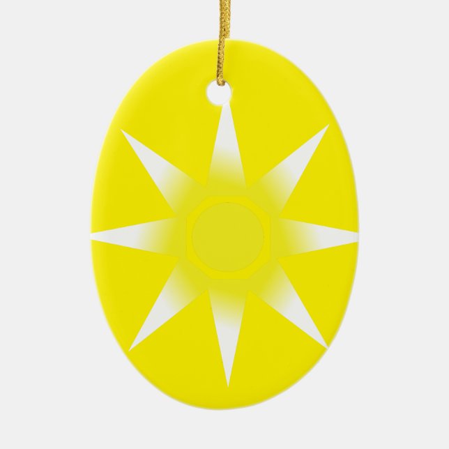 Yellow White Magic Sun Product Ceramic Ornament (Front)