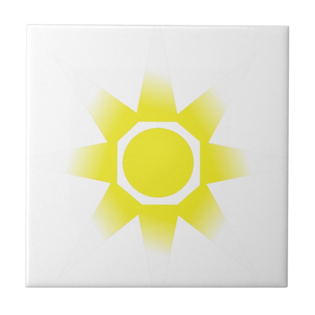 Yellow White Magic Sun Product Ceramic Tile (Front)