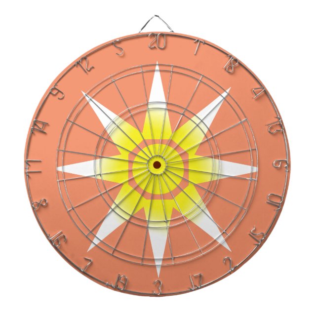 Yellow White Magic Sun Product Dart Board (Front)