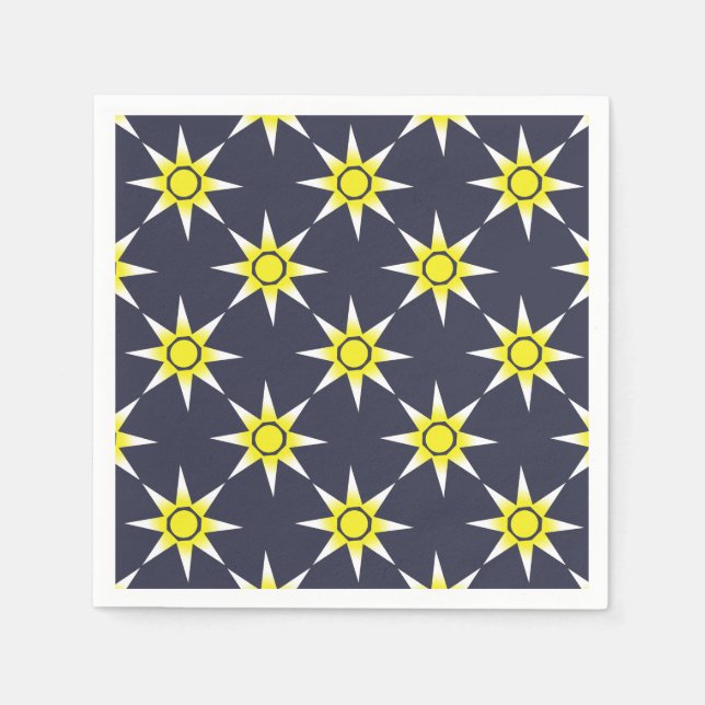 Yellow White Magic Sun Product Napkins (Front)