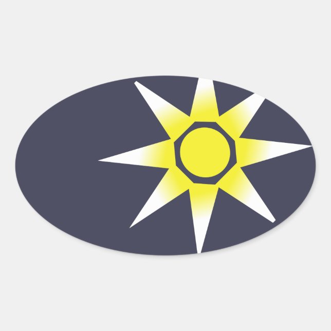 Yellow White Magic Sun Product Oval Sticker (Front)