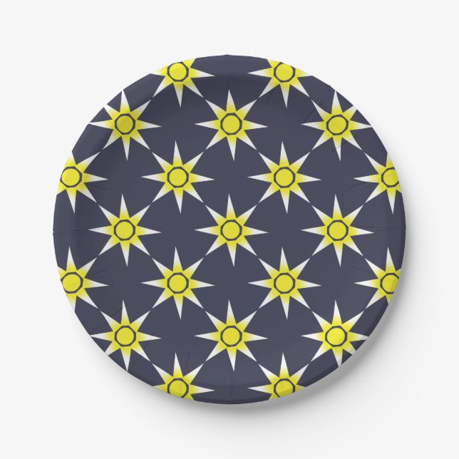 Yellow White Magic Sun Product Paper Plates (Front)