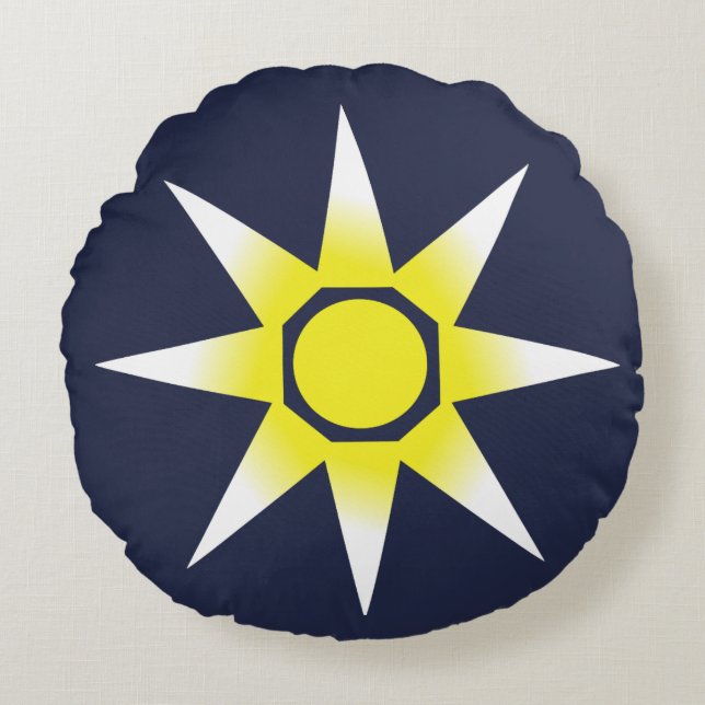 Yellow White Magic Sun Product Round Pillow (Front)