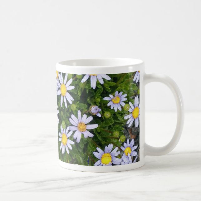 Yellow White Margarita Flowers with Grey Pebbles Coffee Mug (Right)