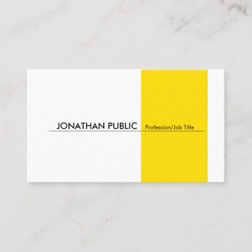 Yellow White Modern Professional Elegant Simple Business Card