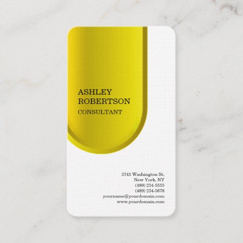 Yellow White Modern Professional Trendy Minimalist Business Card